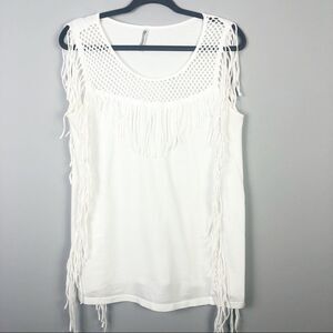 Monoreno | White Boho Fringe Tank